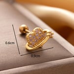 Gold color / 1 Piece Simple Series Classic Heart Copper  Gold Color Zircon Women's Stud Earrings Picture2